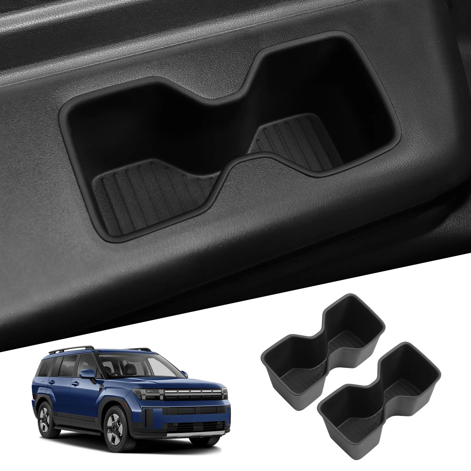 

Smabee for Hyundai Santa Fe 2024 2025 3rd Row Car Cup Holder Inserts Anti-Slip Shock-Absorbing Storage Box Tray Tidying TPE 2PCS