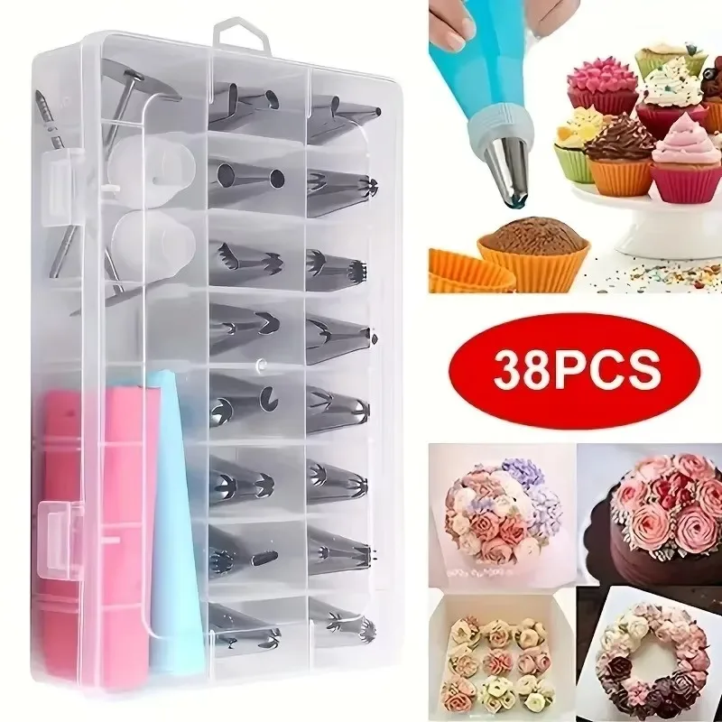 38pcs /Set Cream Pastry Bag Cake Decoration Nozzles Tube Mold Baking Tools