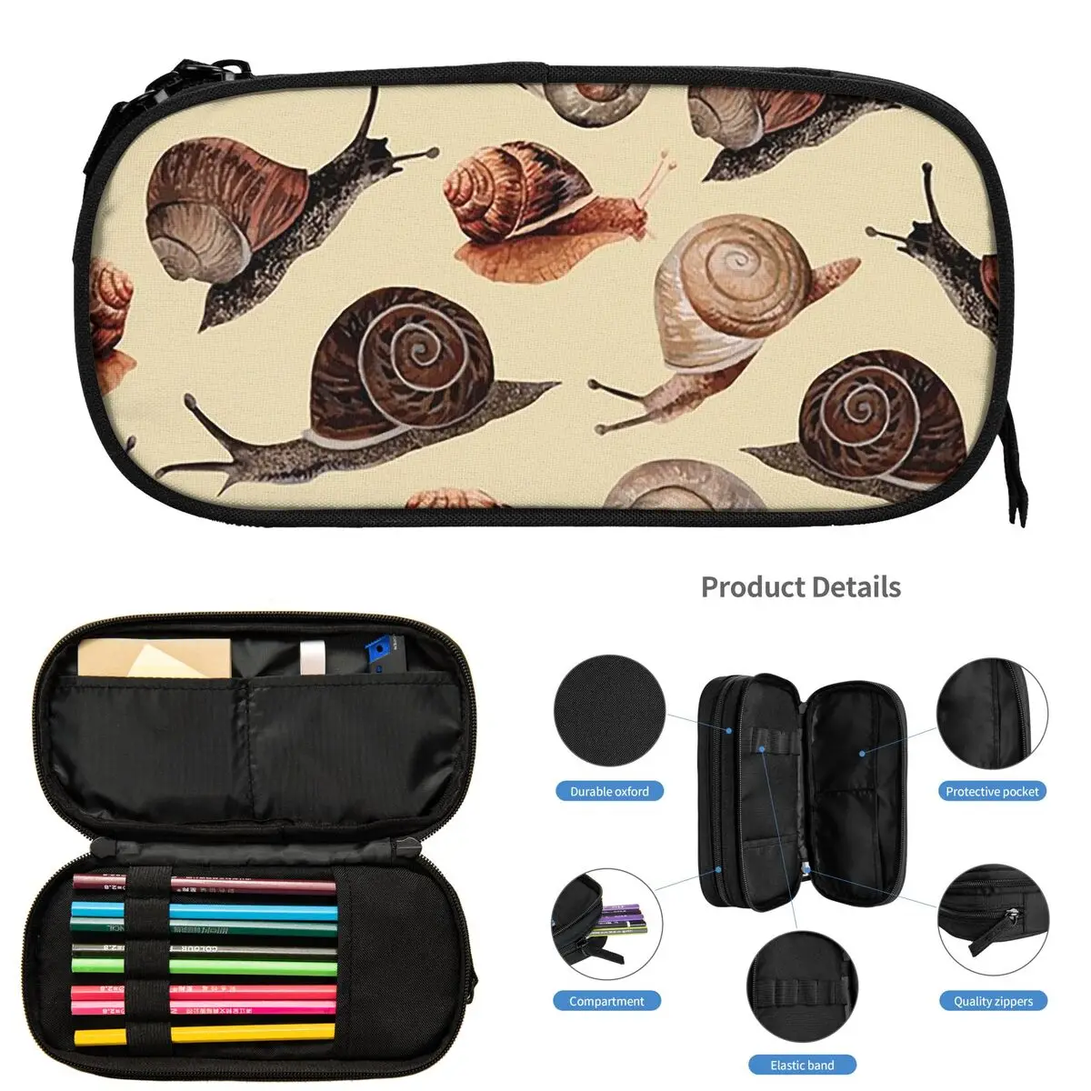 

A Slew Of Snails Pencil Cases for Students School Pen Box Pencil Bag Large Capacity Pencil Pouch Storage Stationery Supplies