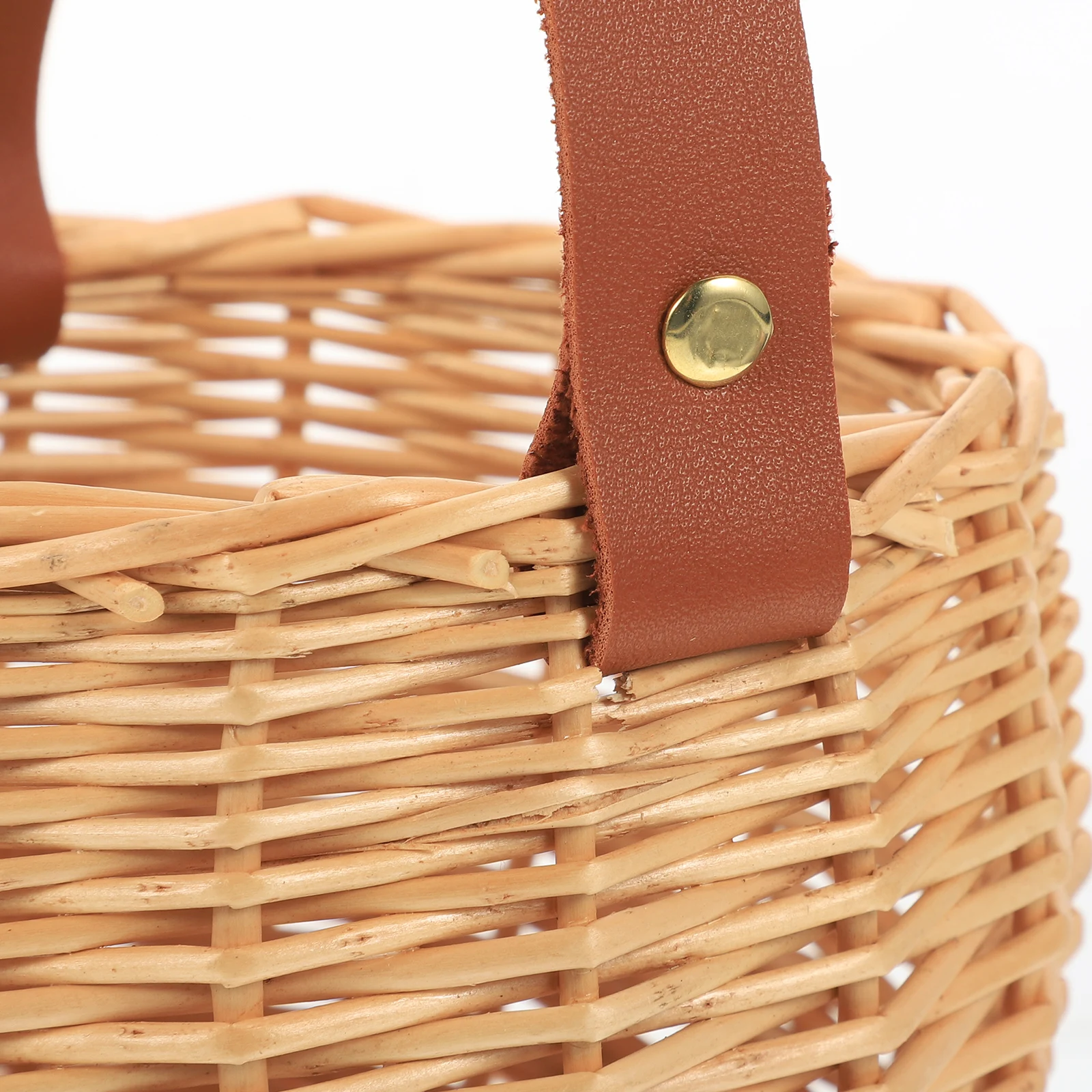

Rattan Handheld Basket Woven Storage Home Decor Simple Picnic Flower Girls Basket Small Handle Natural Color Photo Prop