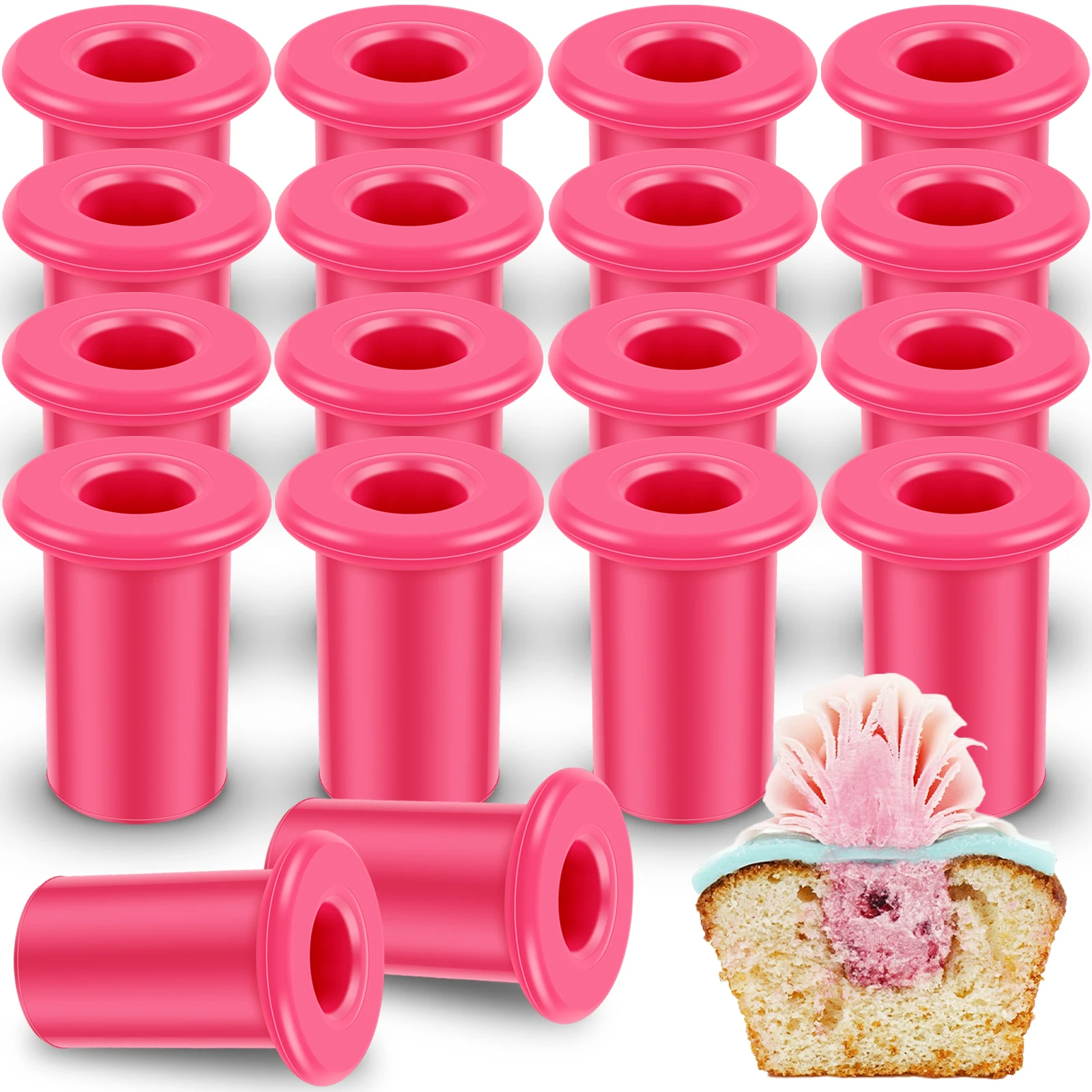 18Pcs Cupcake Corer Silicone Muffin Plunger 2.5cm Heat Resistance Cupcake Cutter Reusable Pastry Corer Tools Multipurpose