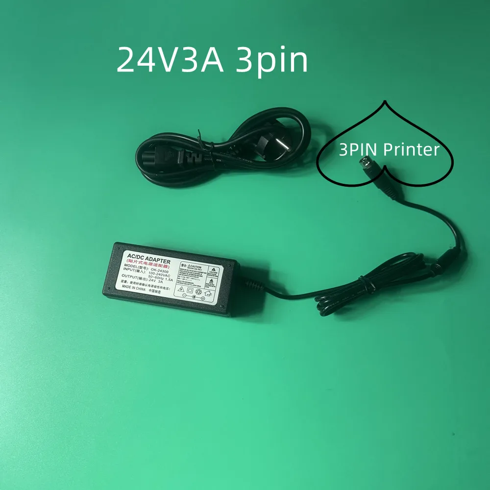 High Quality 24V 3A 3-pin Din DC Connector Desktop Switch Power Supply High Efficiency Printer Power Adapter