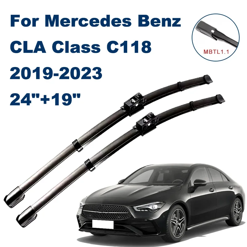 

Front Wiper Blades 24"+19" For Mercedes Benz CLA Class C118 W118 180 200 2019-2023 - Car Windshield Windscreen Auto Accessories