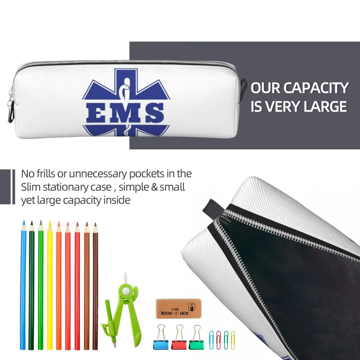 المسعف نجمة الحياة Emt الطوارئ الطبية رمز مقلمة أكياس القلم صندوق القلم للبنين بنات قلم رصاص الحقيبة حقيبة مستحضرات التجميل #5