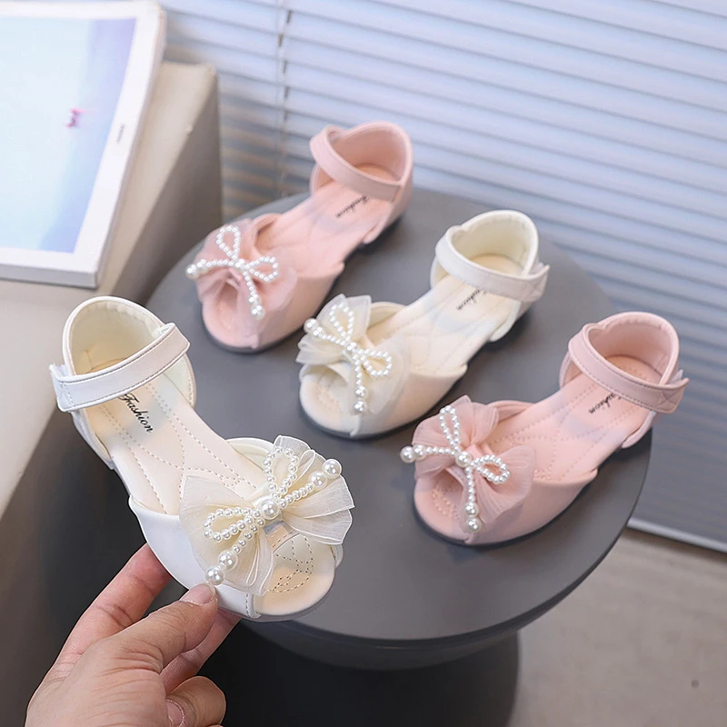 Kid's Shoes Girls' Lightweight Princess Sandals Korean Pearl Fish Mouth Exposed Toe Summer Children's Shoes 2026 New Style