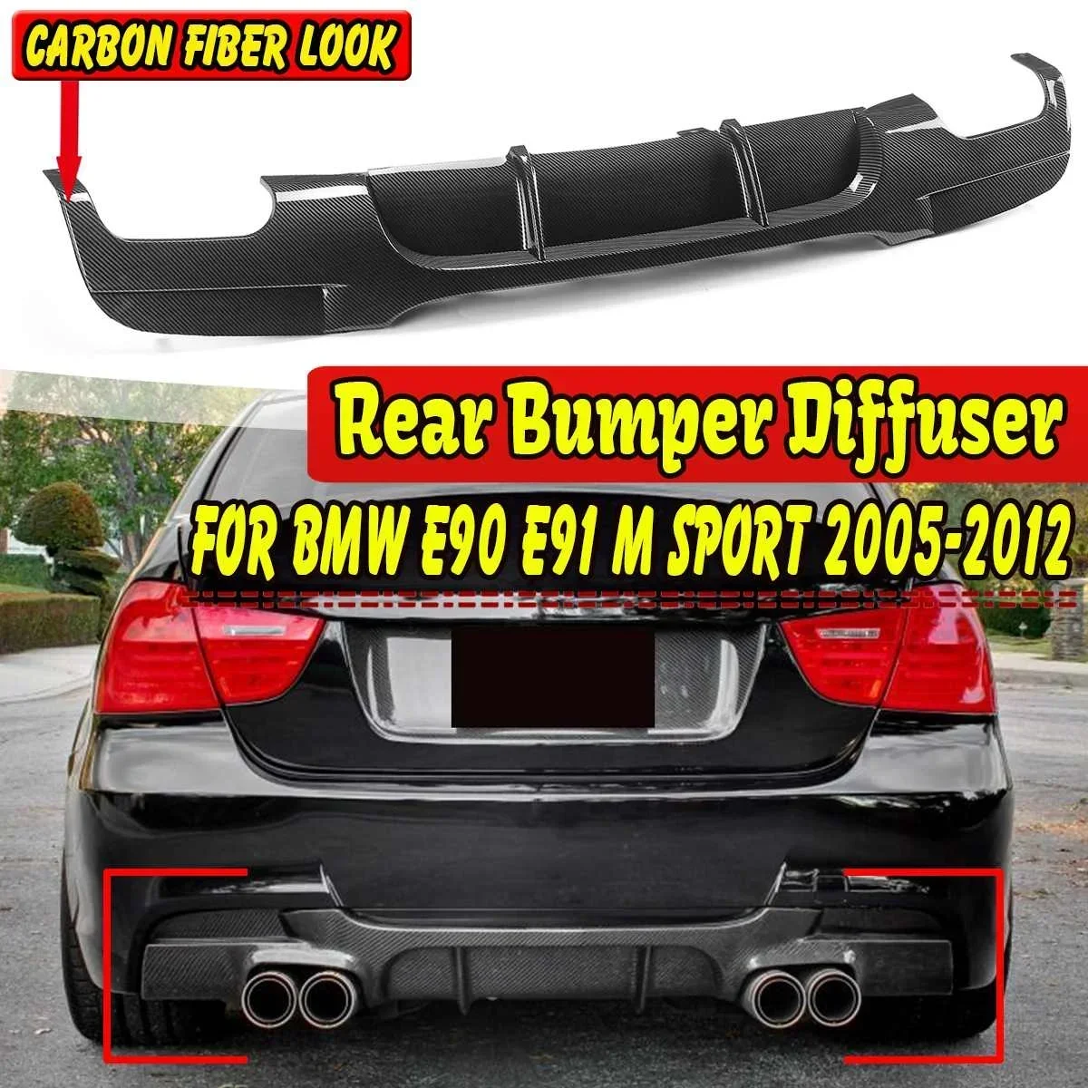 Car Front Bumper Lip Spoiler Splitter Surround Molding Trim For BMW E90 E91 M Sport 2005-2012 Front Bumper Diffuser Body Kit