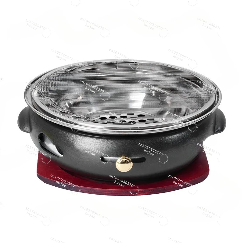 Korean Style Cast Iron Barbecue Grill Commercial Round Charcoal BBQ Grill Household Outdoor Camping Cooking Tool