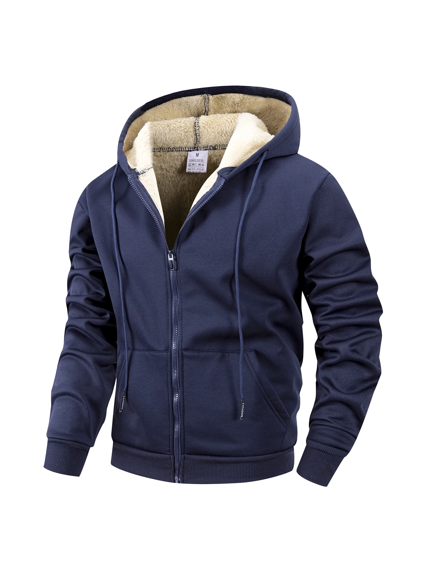Winter Dicke Fleece Zipper Hoodies Verdicken Warme Jacken Langarm Sweatshirts Casual Sport Fleece Schwarz Mäntel Mit Kapuze Männer Mantel – Detail 6