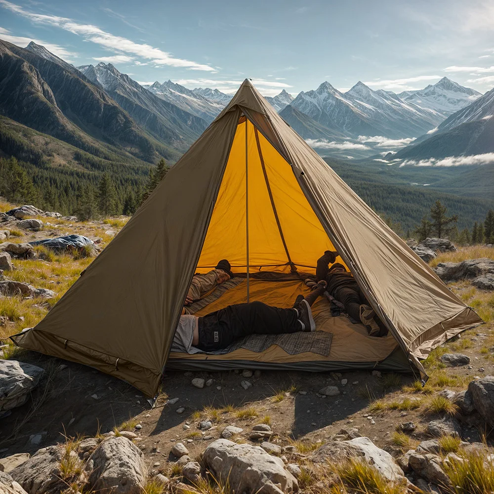 Cold Proof Snow Proof Flame Retardant Hot Tent, Chimney Mouth, Winter Camping Double Layer Shelter, Insulated Warm Cabin