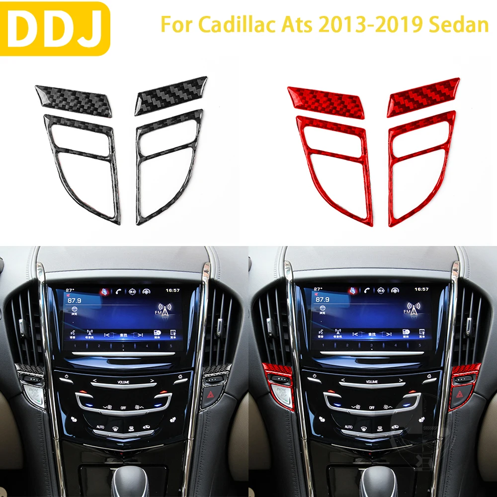 

For Cadillac ATS 2013-2019 Sedan Accessories Car Carbon Fiber Interior Central Air Conditioning Air Outlet Trim Sticker