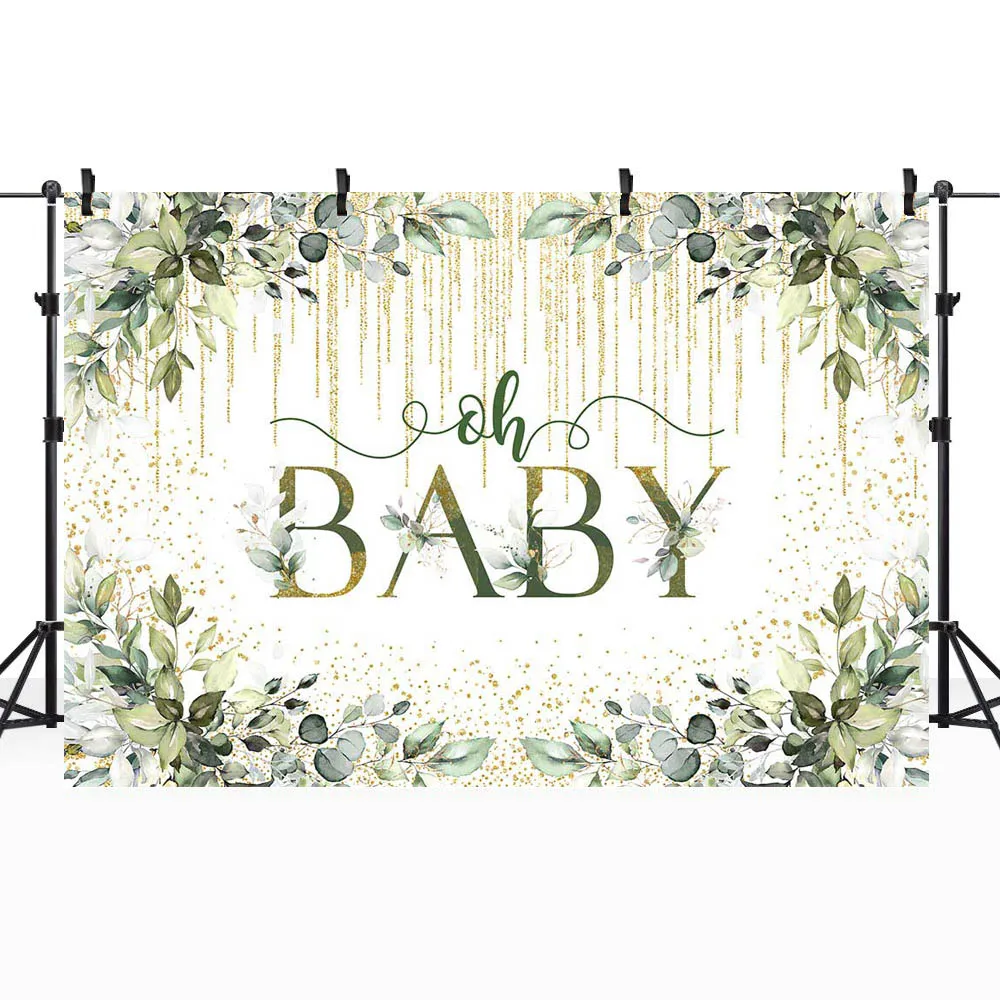 Mocsicka Oh Baby Shower Декорации для фотосъемки зеленые листья Фотостудия