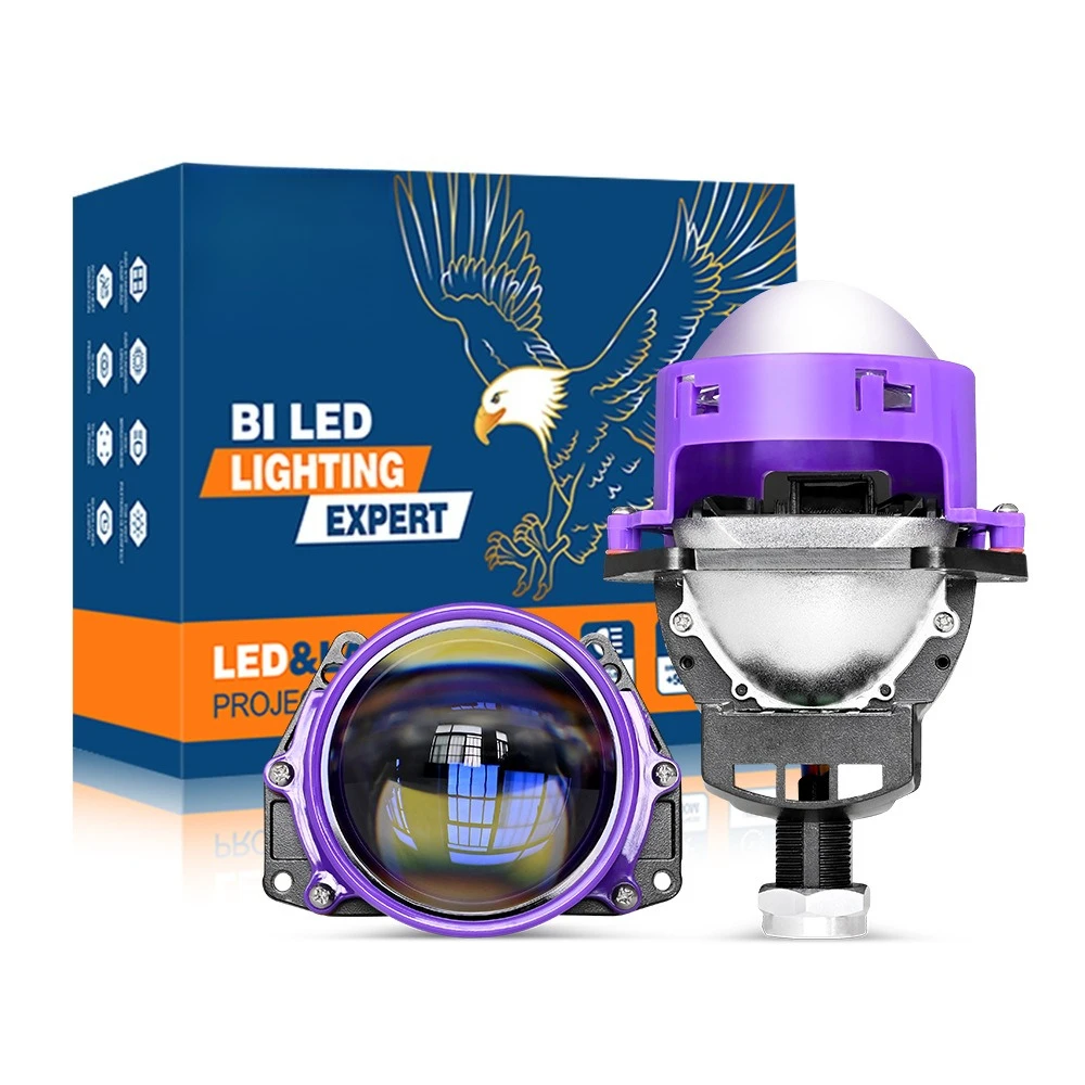 

New 3 Inch Bi LED Projector Headlight with Halo Dual Cup 70W Car Motorcycle LED Headlamp High Low Beam Retrofit H4 H7
