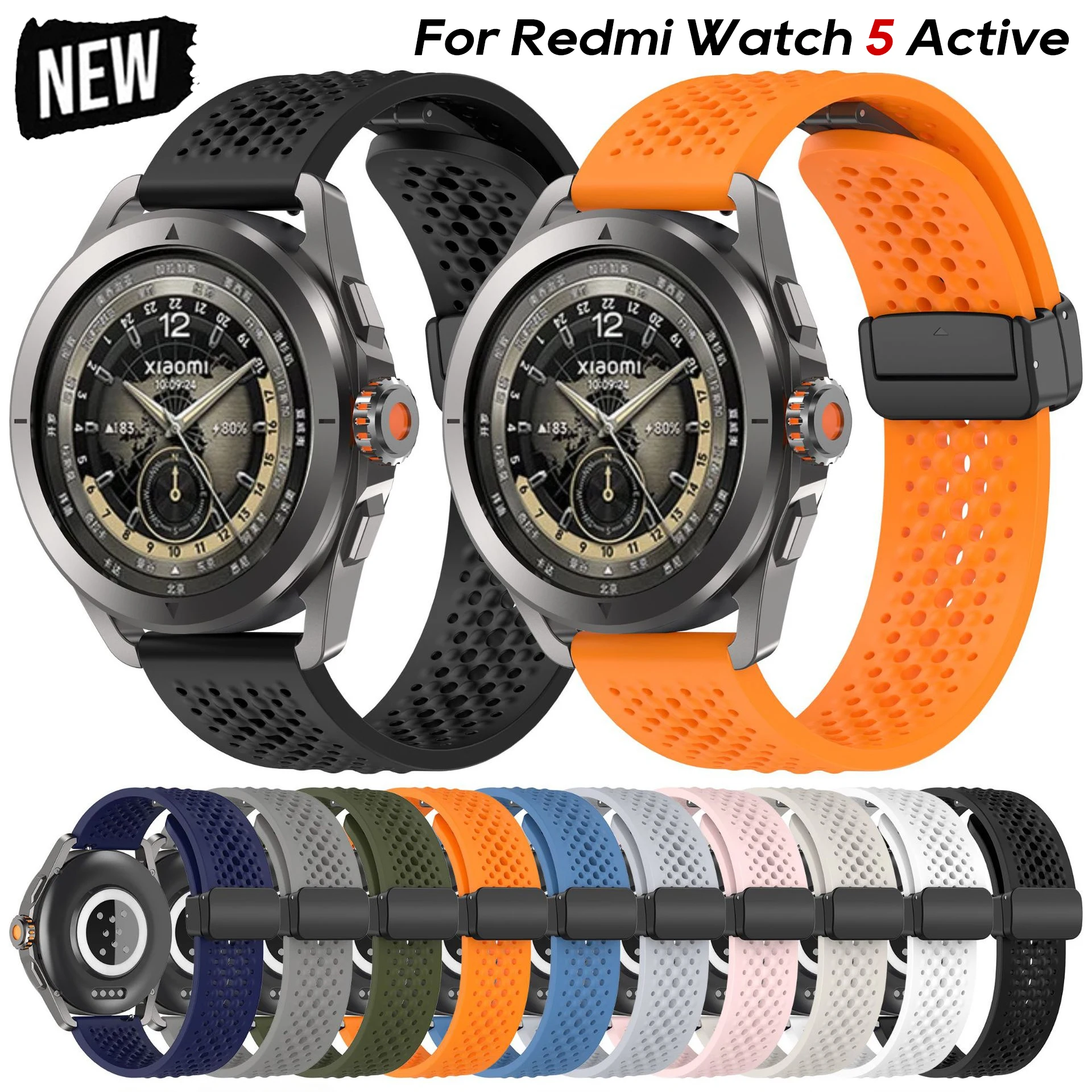 

22mm Silicone Strap For Redmi Watch 5 Active /5 Lite Smart Watch Magnetic Bracelet WristBand Watch5 S4 Sport Wrist Accessories