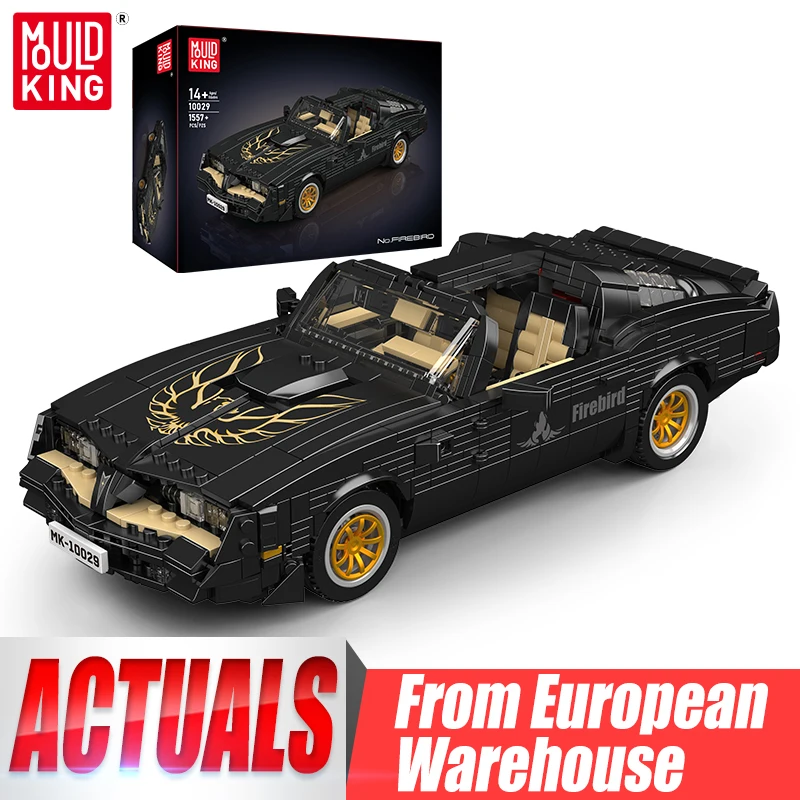 MOULD KING 10029 Technisches Autospielzeug, das Black Firebird Sports Racing-Modell, die Bausteine