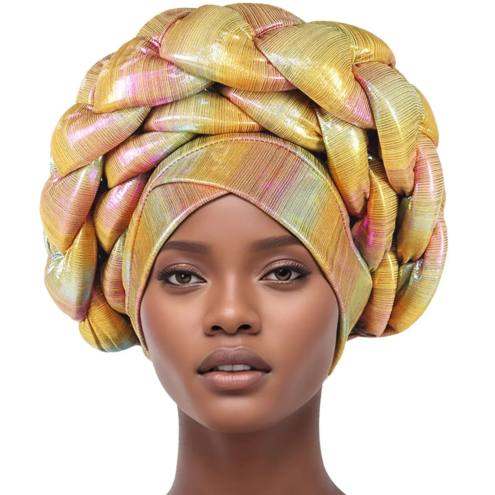 2025 New African Headtie Turban Nigeria Auto Gele Head Wraps Auto Gele Women's Turban Cap Wedding Geles Muslim Head Wraps Bonnet