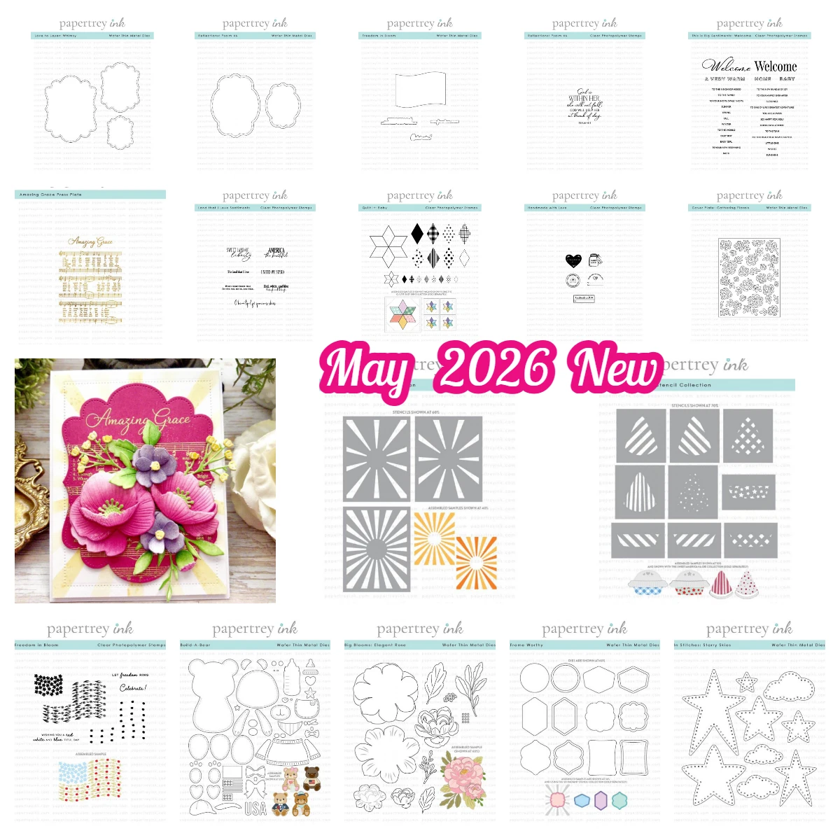 Papertray Ink Amazing Grace Background Metal Cutting Dies and Stamps for DIY Handmade Photo Album Scrapbook Diary May 2026 New