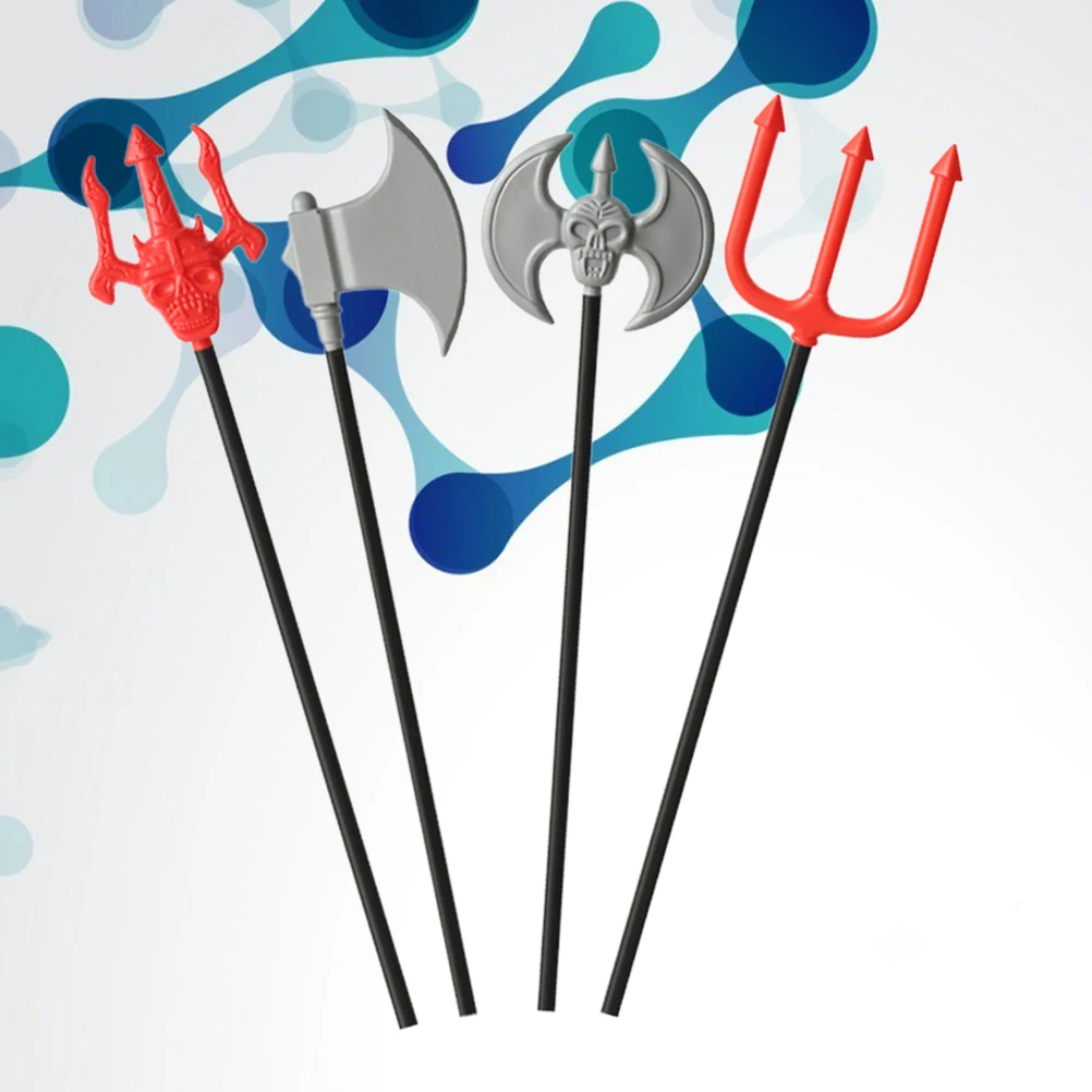 

4pcs Simulation Set Premium Costume Prop Halloween Stage Performance Trident Durable Plastic Traditional