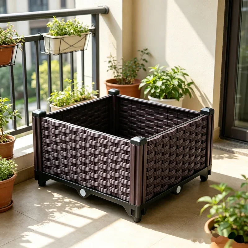 

Single Layer Plastic Raised Garden Bed 37x37x21cm Planter Box for Vegetables Flowers Herbs - Outdoor Indoor Balcony Patio Plant