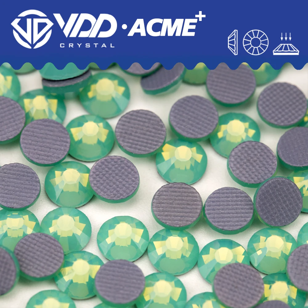 VDD 046 Grüner Opal ACME+ Hot-Fix Strasssteine Hochwertige AAAAA Glaskristall Flachsteine – Detail 1