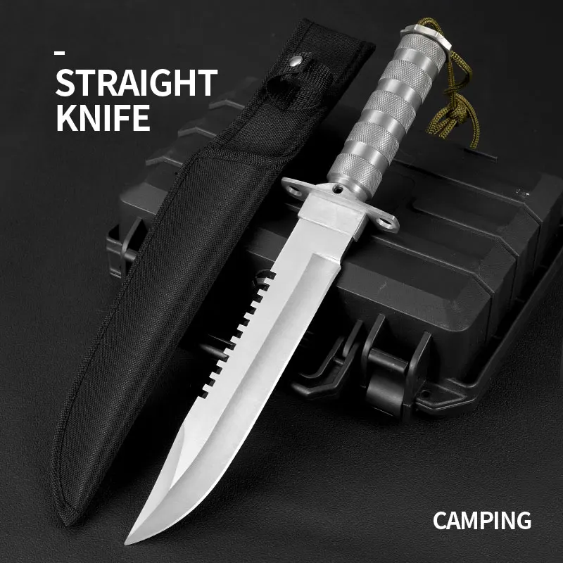 1PC Outdoor camping straight knife, high-quality knife, suitable for exploration, hunting, survival, and mountaineering