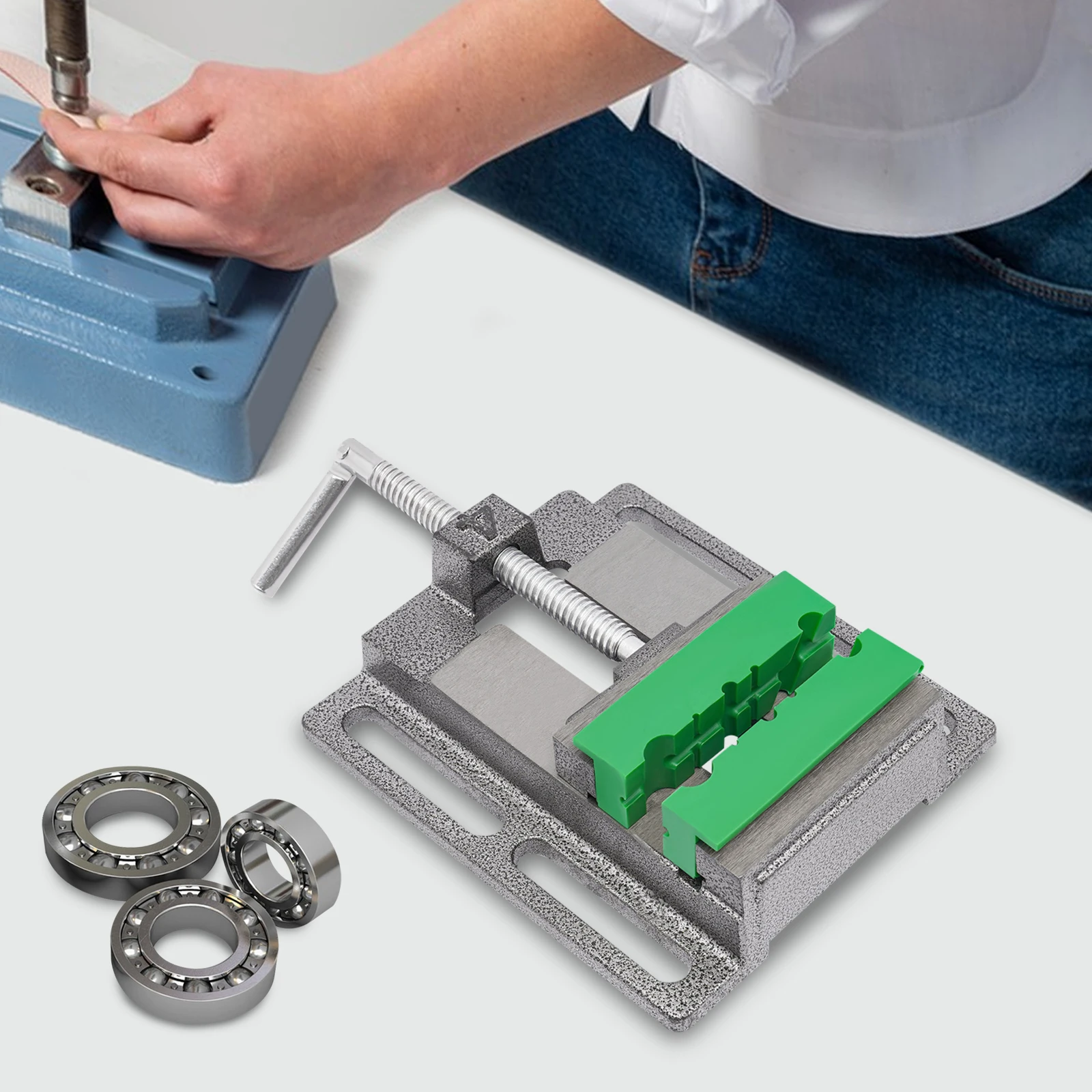 Morsa per Trapano da Banco da 4 Pollici Antiscivolo con Cuscinetti Magnetici per Lavorazione di Precisione di Legno, Metallo e Plastica