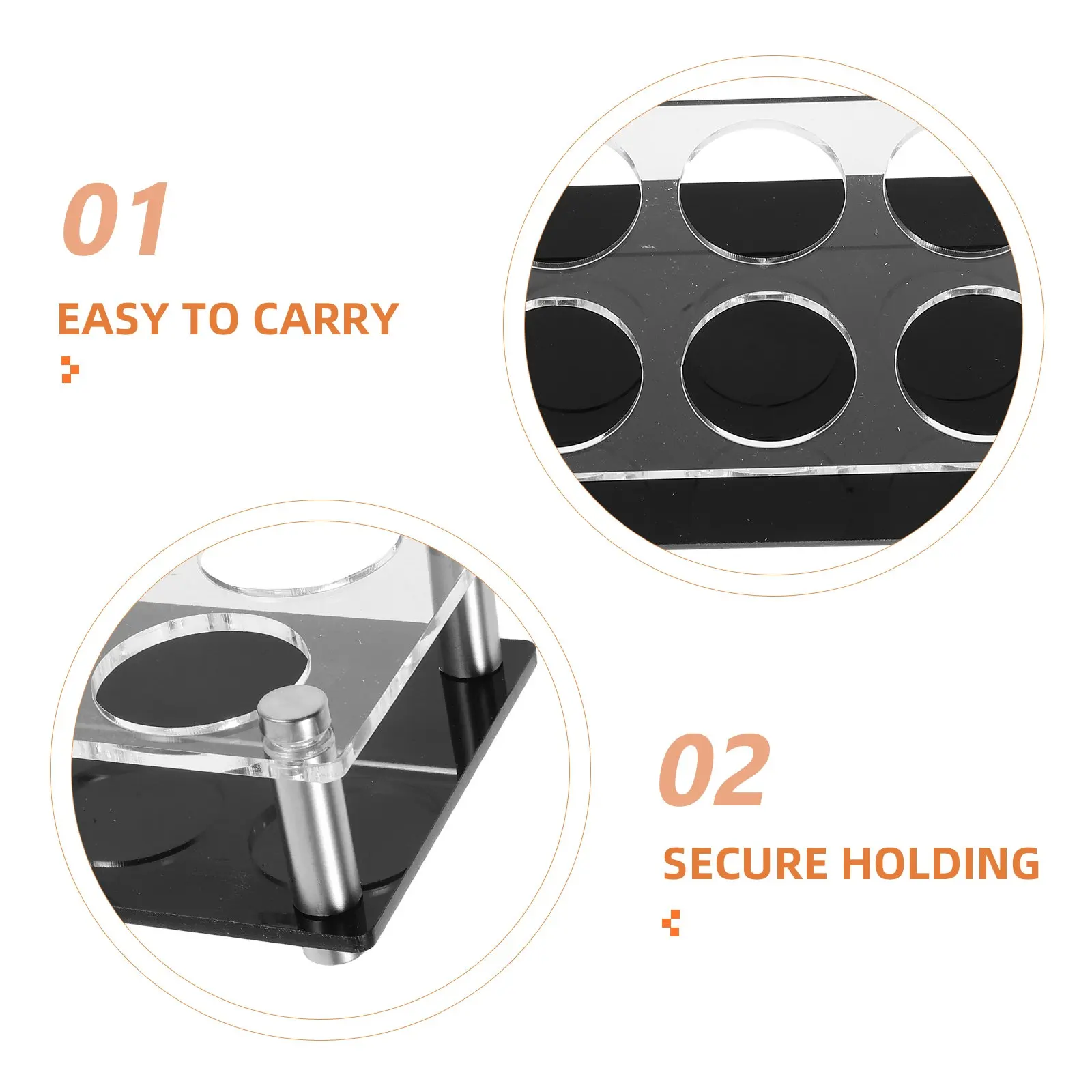 Shot Glass Holder 6 Holes Clear Acrylic Tray for Home Bar Party Nightclub Space Efficient Display Stand for Small Drinking Cups