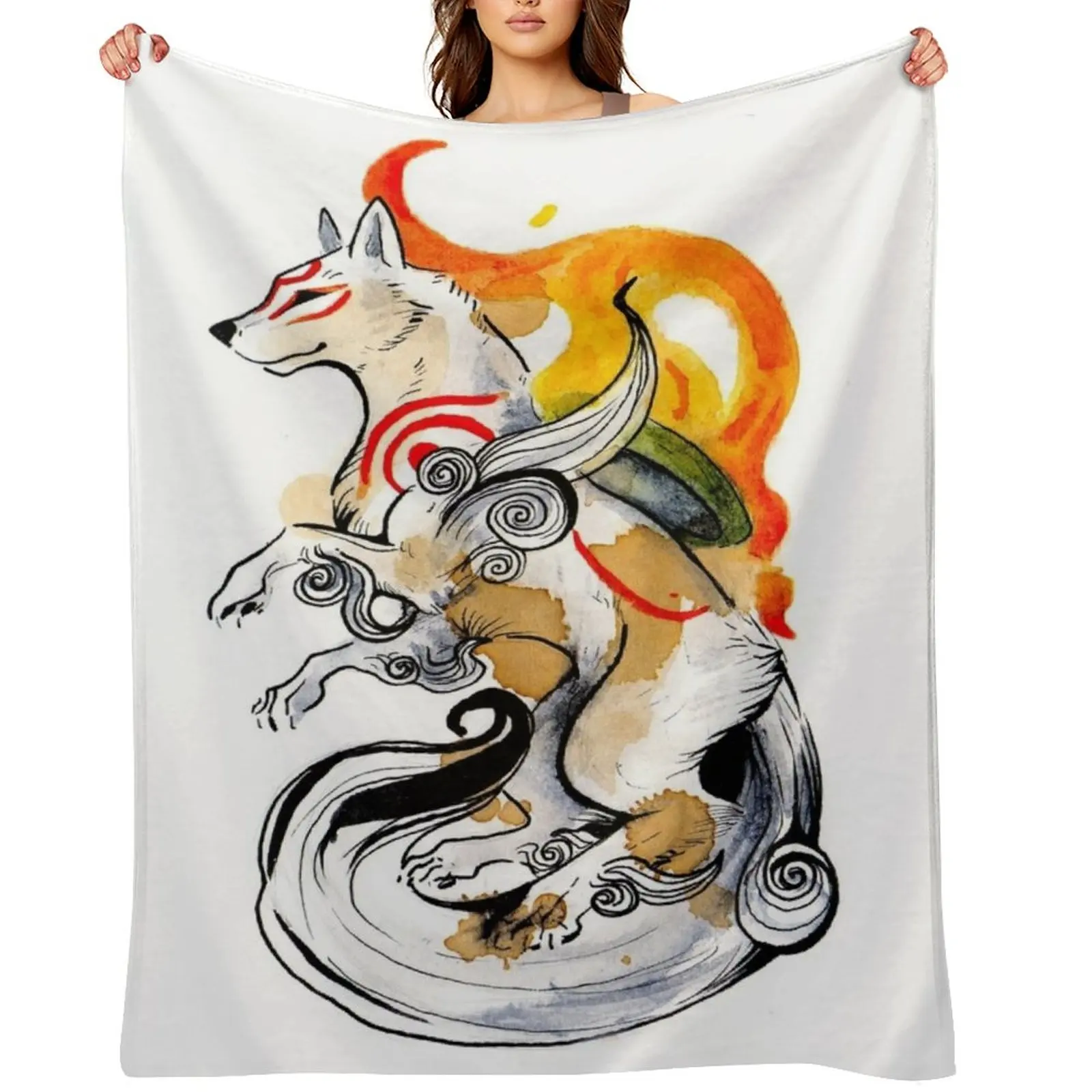 

Okami Amaterasu Throw Blanket For Sofa Thin Custom Soft Plush Plaid Beautifuls Blankets