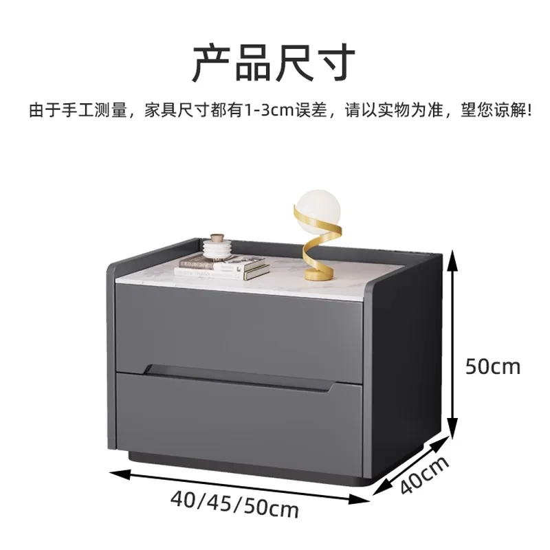 All solid wood bedside table simple high-end minimalist lock rock slab master bedroom home complete bedside table paint process