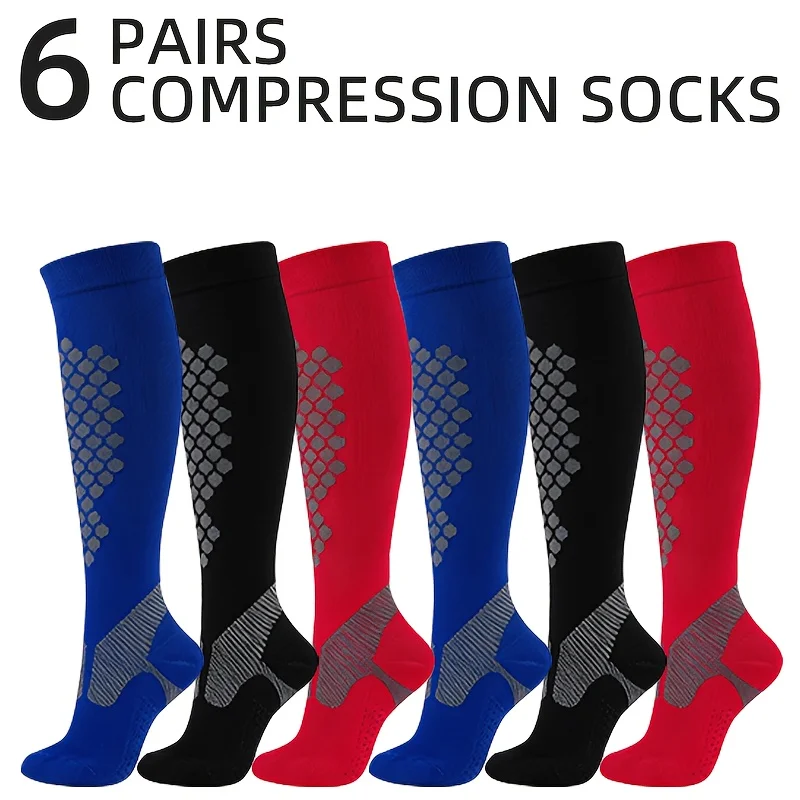

6 Pairs Unisex High Elastic Football Socks, Breathable Anti-slip Knee-high Sports Socks. Suitable for football, basketball, running, cycling and gym use - Unisex athletic socks ideal for training and daily wear