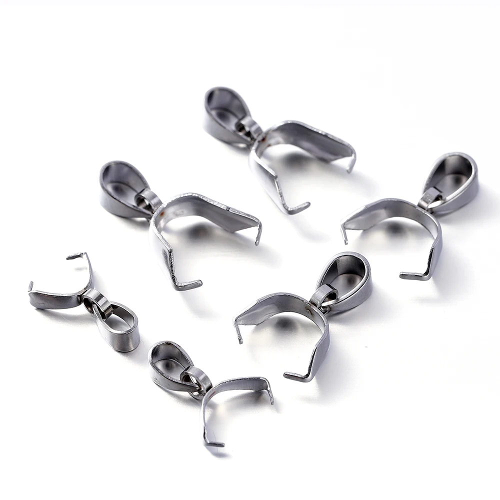 

20pcs 13.5mm-19mm Stainless Steel Pendant Clasps Pinch Clip Bail Hooks Connector Necklace For DIY Jewelry Making Findings