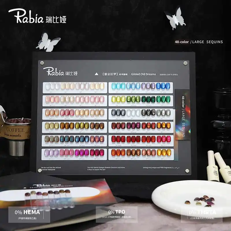 

RIBIA 48 Colors Moonlight Cat Eye Nail Gel Set 2025 New Hot Sale HEMA-Free TPO-Free Non-toxic UV Gel Nail Salon Wholesale