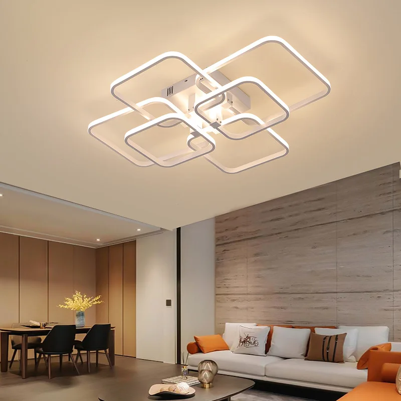 Imagem -05 - Moderno Preto Acrílico Led Luzes de Teto Alumínio Retângulo Lâmpada Luminárias Interiores Sala e Quarto Ac85265v Branco