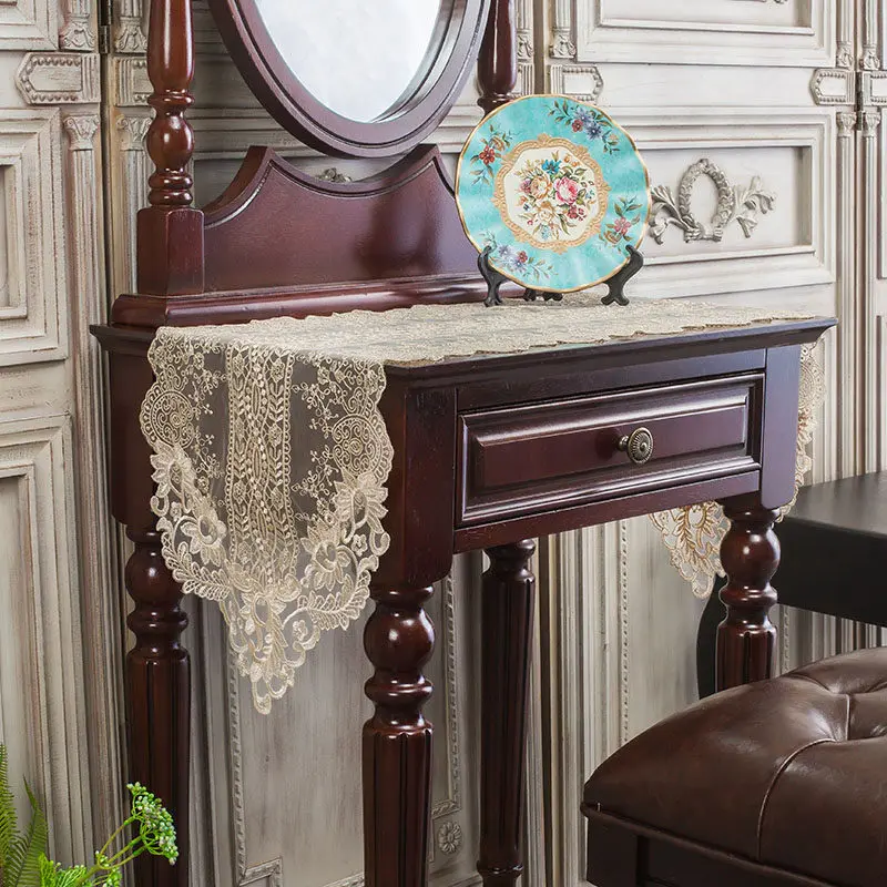 European Style Dresser Dust Cover Cloth Rectangular Lace Shoe Cabinet Computer Desk Vanity Table Runner Korean Style