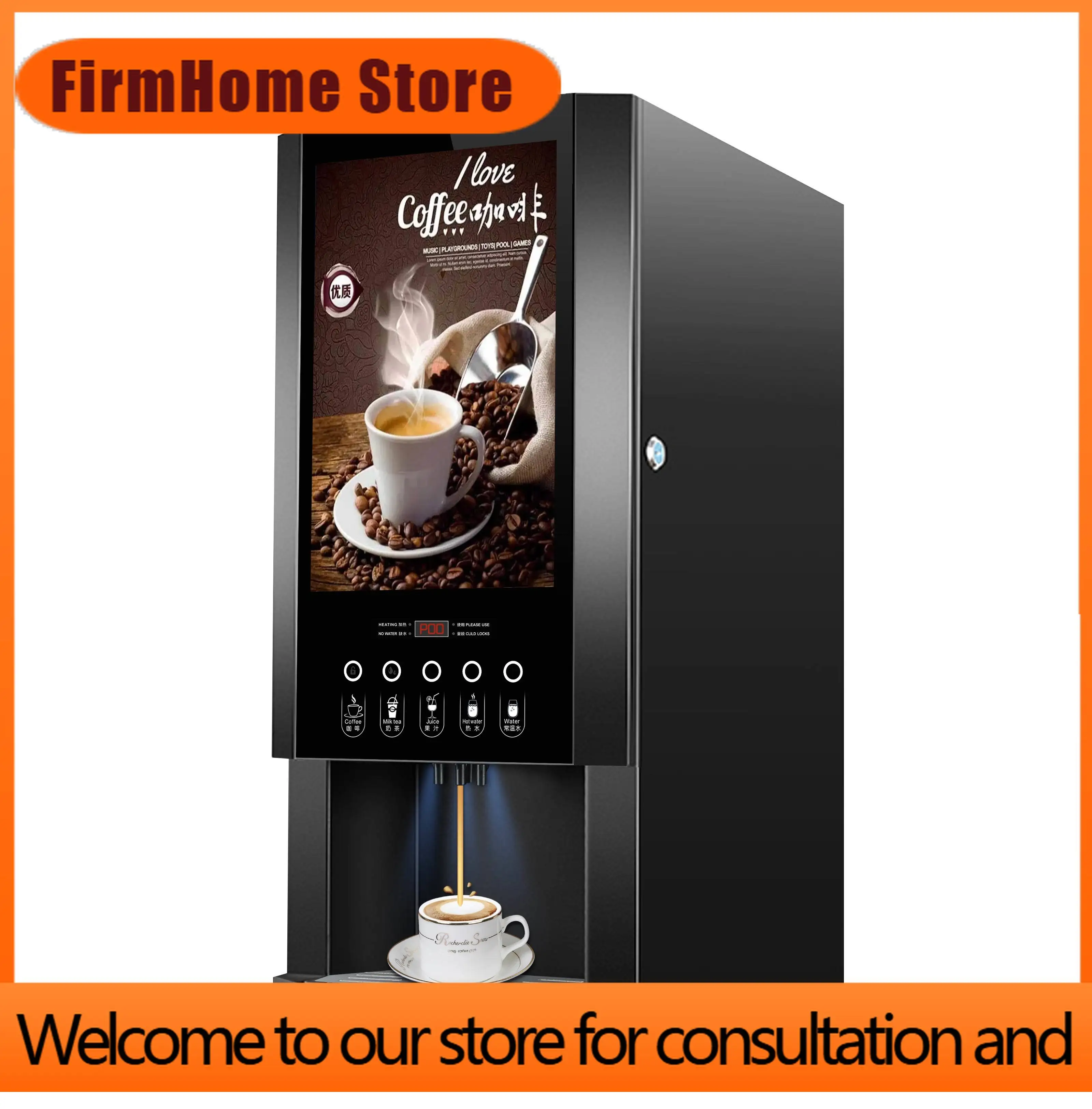 FirmHome StoreE-30SW Automatic Instant Coffee Machine Commercial Milk Tea Vending Machine With LED Light Box For Office And Rest