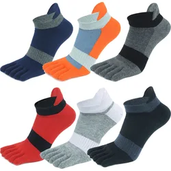 5 Pairs Large Mans Toe Socks Cotton Ankle 5 Finger Socks Ankle Short Mesh Breathable Run Sport Socks with Toes Male EUR45 46 47