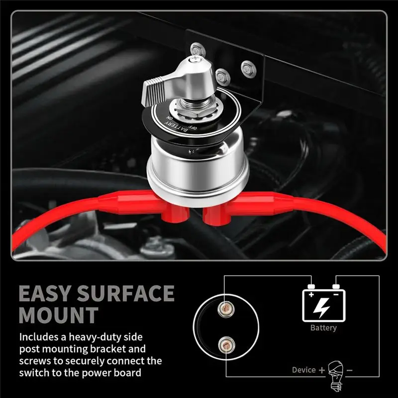 SEWS-Heavy Duty 200A 12V Battery Disconnect Switch With Side Post Mounting Bracket, Battery Cut Off Shut Off Kill-Switch