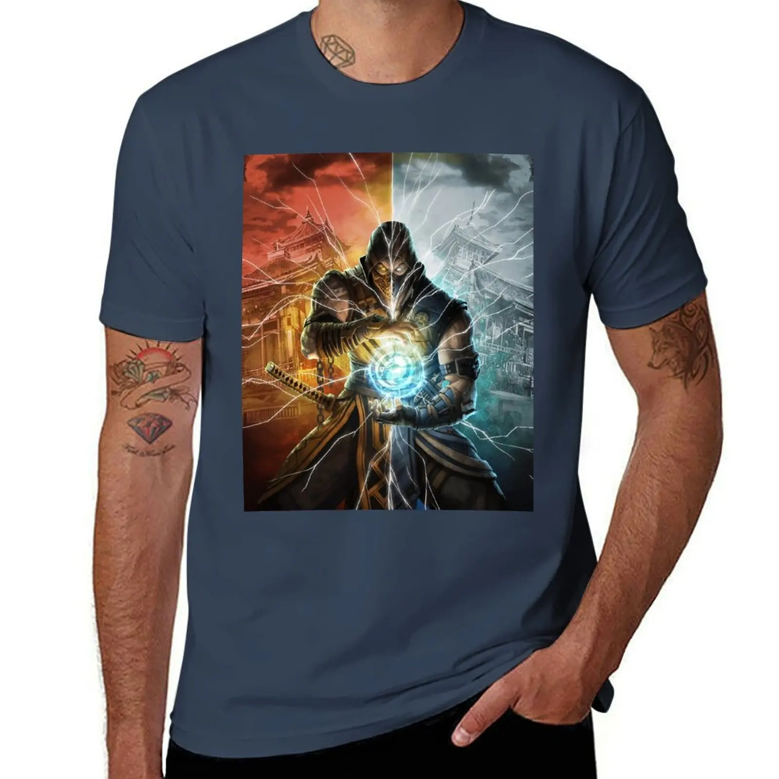 Mortal Kombat 2 Worlds T-Shirt Durable Work Wear T-Shirt