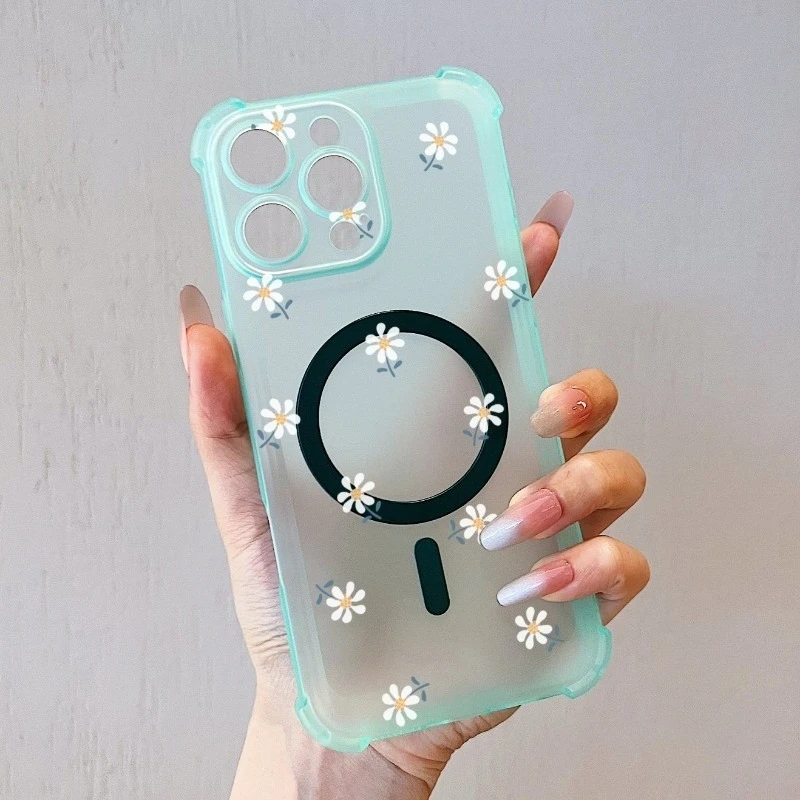 

Magnetic Ice Mist Phone Case For OPPO A5 A5X A3 Pro A3X A80 A40M A78 A58 A38 A18 A17 A17K A16 A16S A54S A36 Cover Flower Case