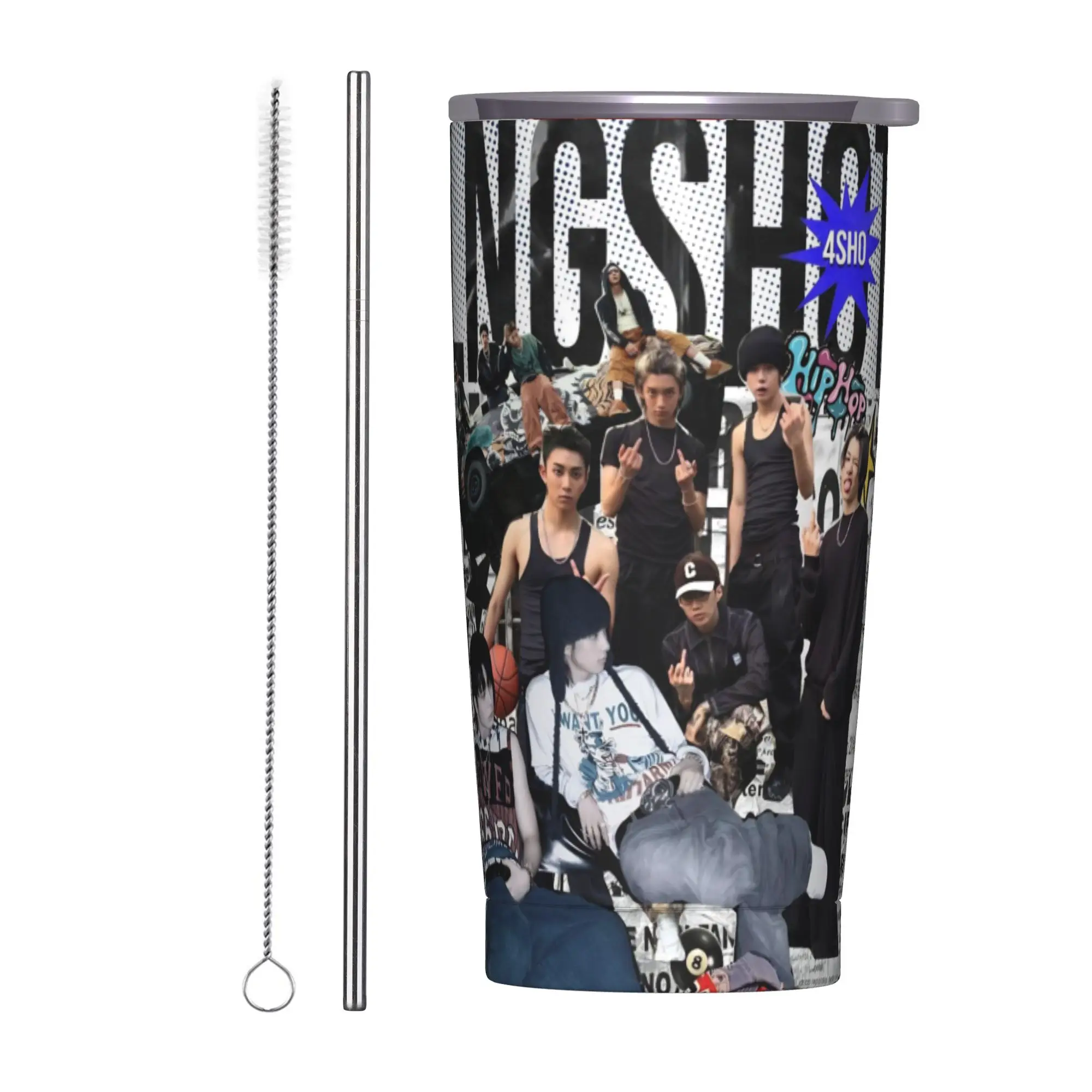 Kpop Group Lngshot  Insulated Tumbler with Straws  Stainless Steel Coffee Mugs Outdoor Portable Car Bottle Cups 20oz