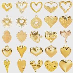 6pcs/Lot Mutlistyle Stainless Steel Heart Charms For Jewelry Making Supplies Sun Dragon Three-Dimensional Love Pendant Breloques