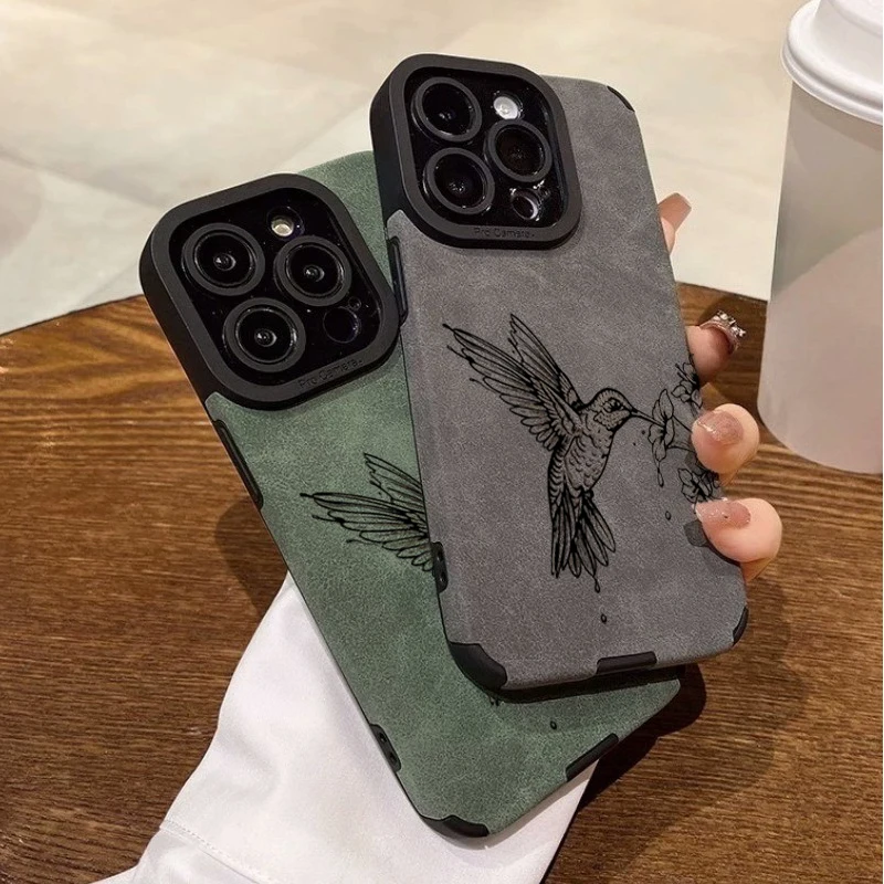 Hummingbird Flower Phone Case For iPhone 17 Pro Max 16 Pro 15 Plus 14 13 12 11 17 Air XR X XS 7 8 Plus SE2022 Faux Leather Cover