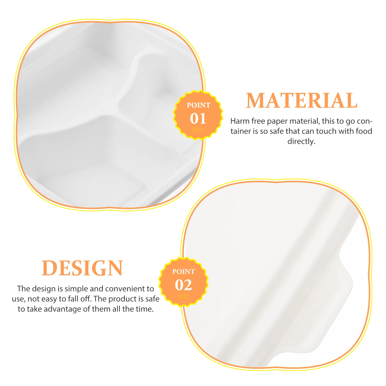 

10 шт. одноразовые бумажные пищевые контейнеры для еды, легкие разделенные упаковочные коробки на вынос для доставки еды