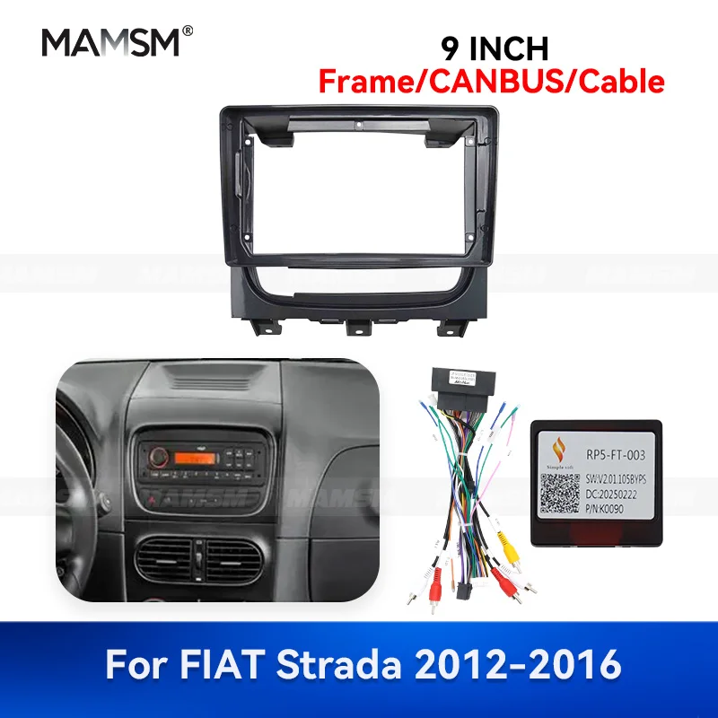 MAMSM 9 inch For FIAT Strada 2012-2016 Android Car Radio Fascia Stereo Frame GPS MP4 Multimedia Wiring Harness Canbus Box