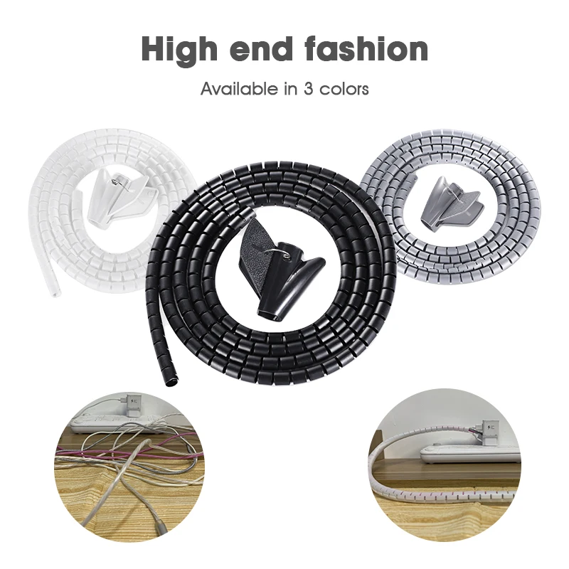 Flexible Spiral Cable Organizer USB Cable Winder Desktop Tidy Management Clips Cable Holder for Mouse Headphone Wire Tools New