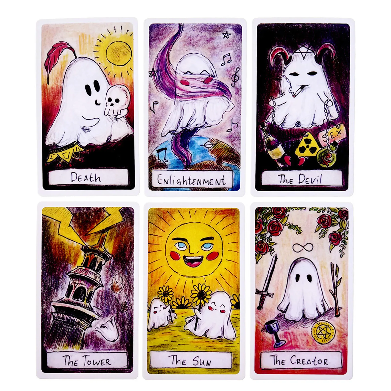 Cute Ghost Tarot Deck Toy Set Tarot Deck Oracle Card Divination Family Playing Birthday Gift Party Entertainment Board Game