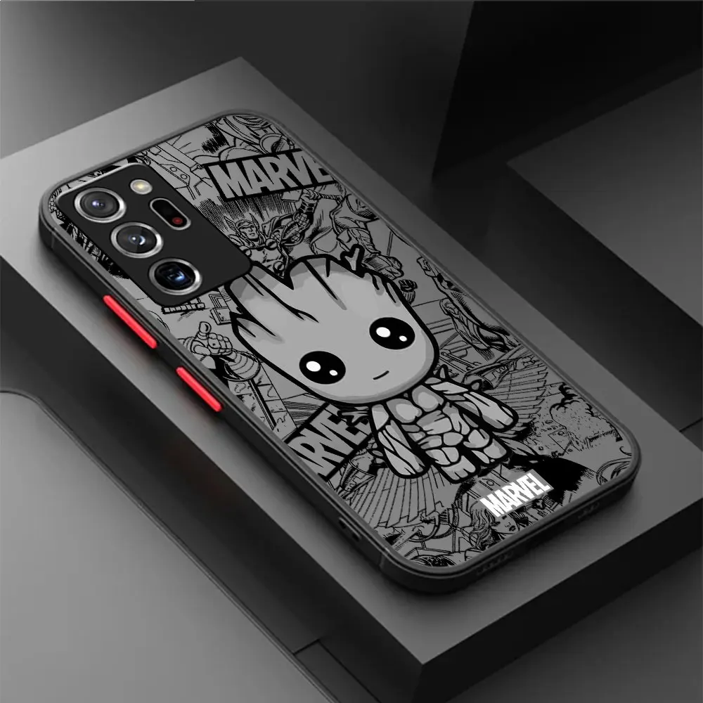 Matte Marvel Spiderman Print Coque Phone Case for Samsung Galaxy S22 S23 Ultra Note 20 Ultra 10 Plus 8 9 S20 FE S21 Note Cover