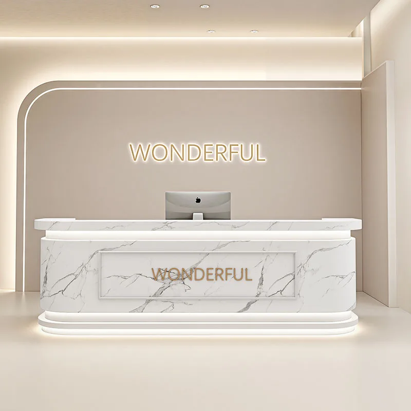 Light Luxury Welcome Reception Desks Commericial Design Service Counter Reception Desks Store Elegant Bureau Office Furniture