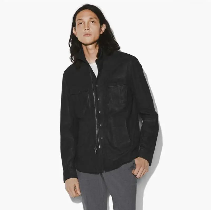 

Lightweight Little Sheep Luxury Italian Cashmere Suede Genuine Leather Clothes Men