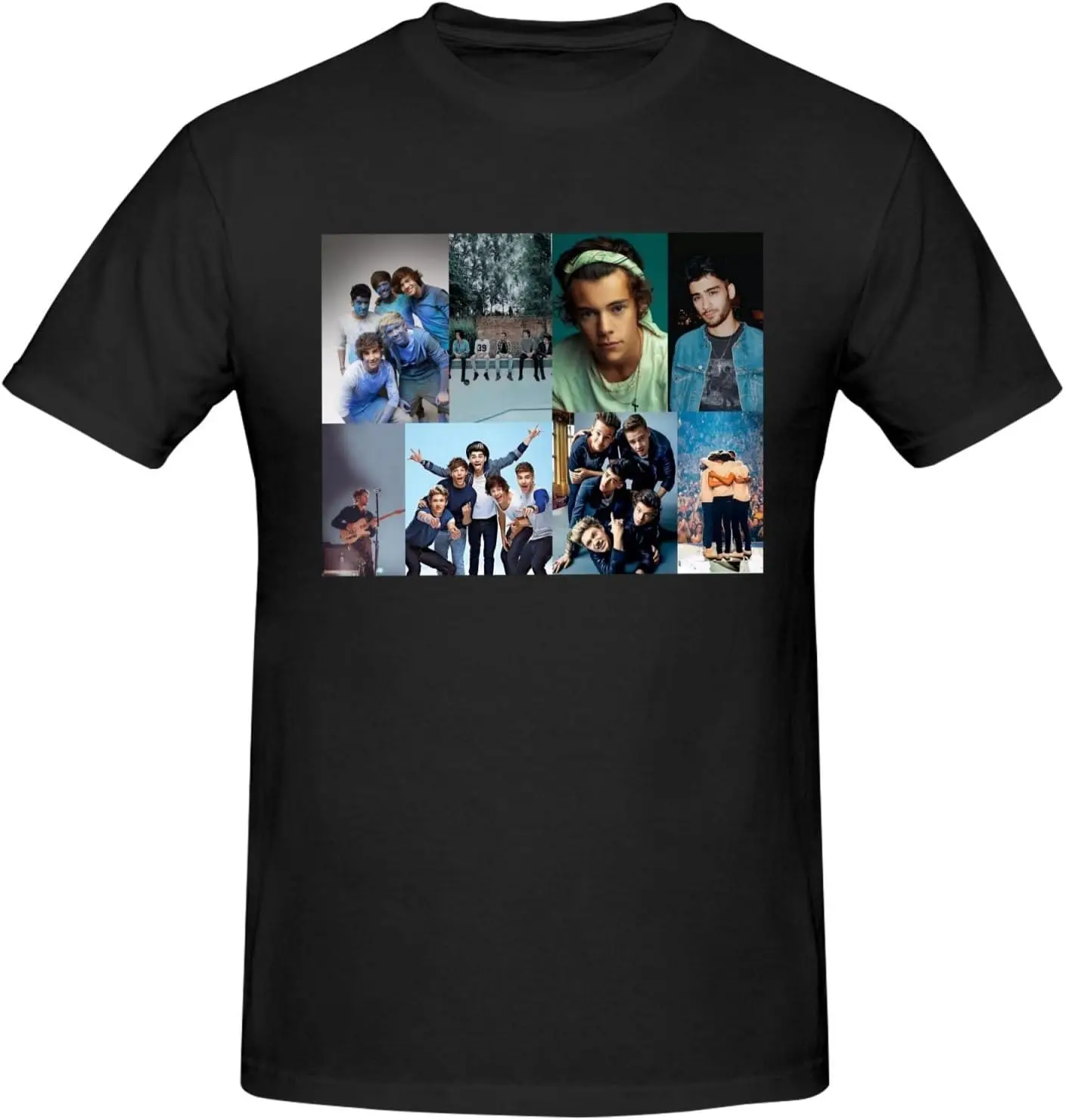 One Music Direction Shirt for Men Short Sleeve Crew Neck Lightweight Casual T Basic Teetees Tops Black