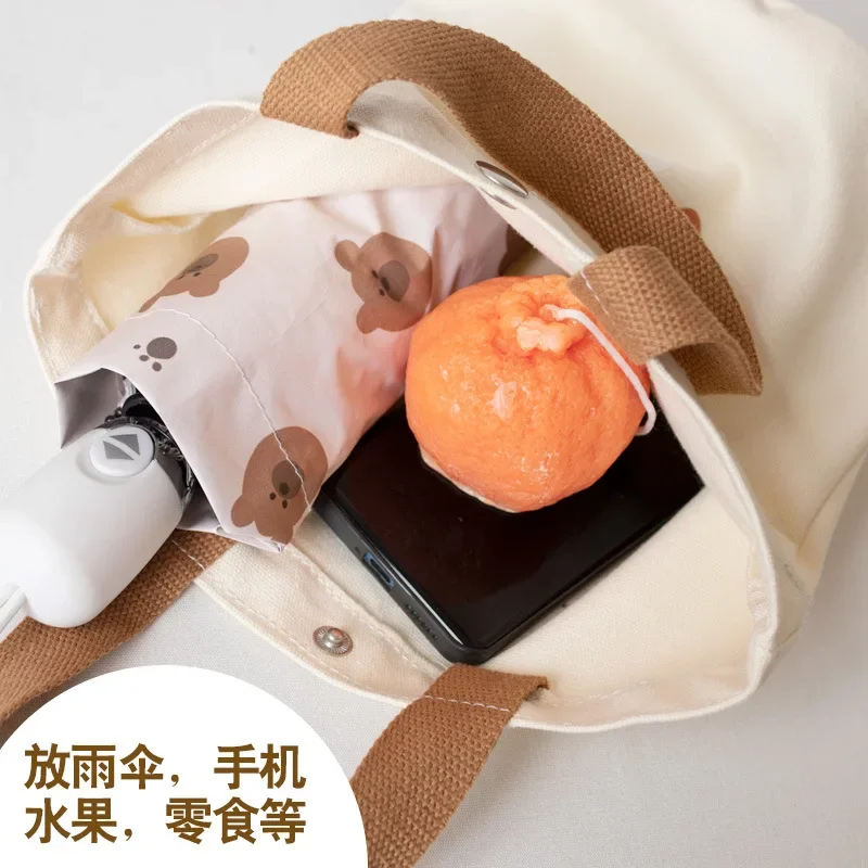 Borse per il pranzo secchio a mano Color caramella borsa di tela femminile coreano New Fashion Student Lunch Box Bento Bag Bucket Carry Small Bag